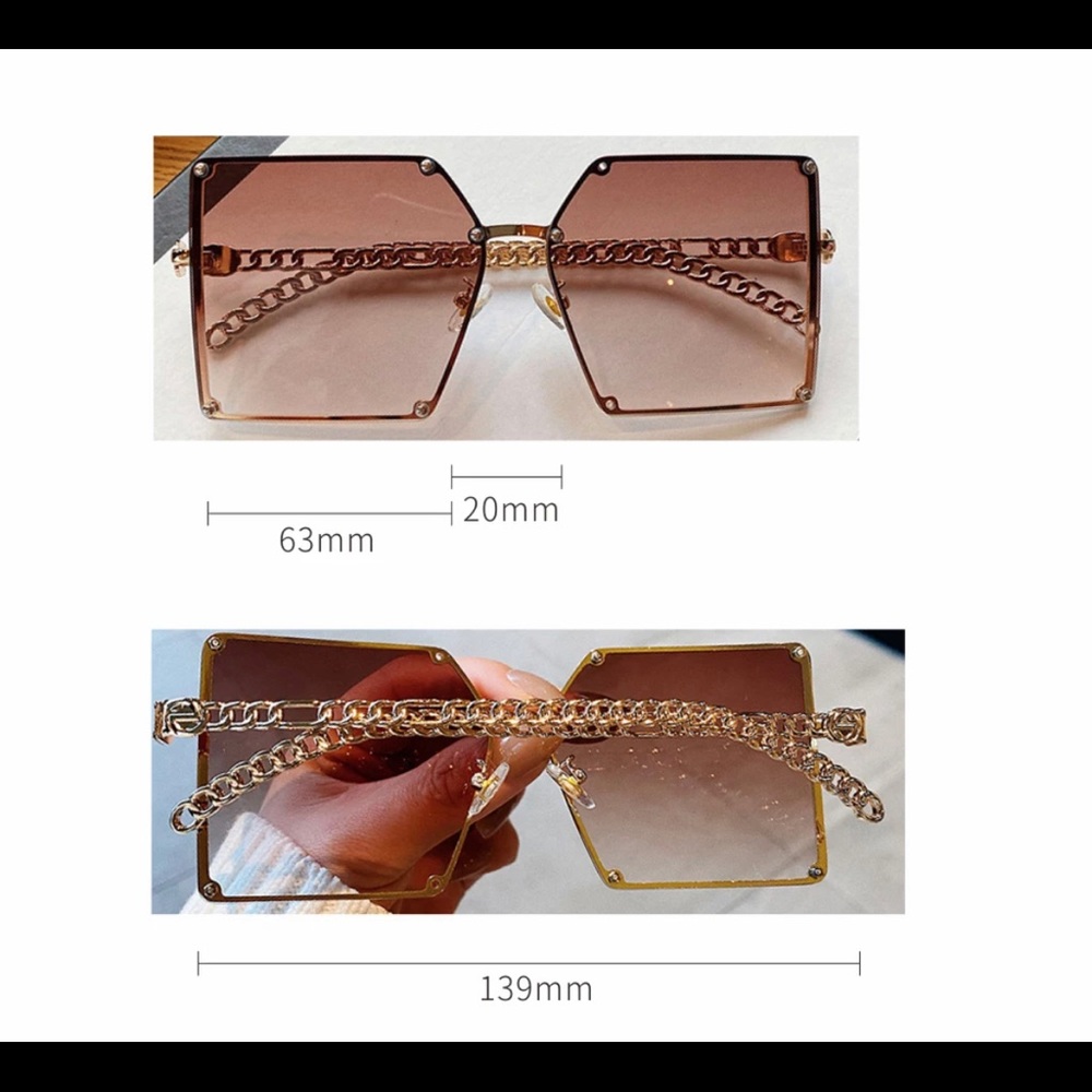 New design luxury oversized square frame sunglasses women fashion style trend. - Picture 2 of 5